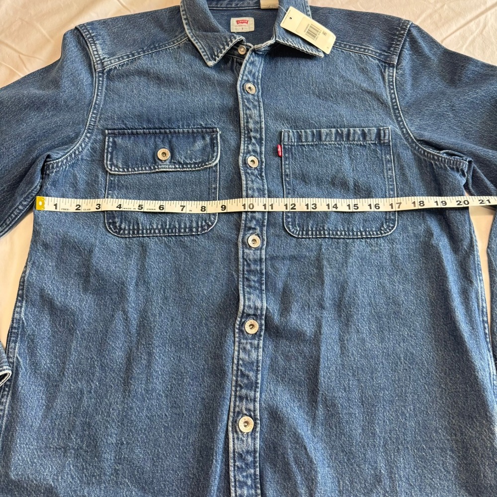 Levis Mens Denim Shirt Small Blue Long Sleeve Button Down Workwear New With Tags - Picture 5 of 13